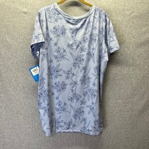 Columbia Leslie Falls Short Sleeve 2X Blue Floral Omni Wick Shade Shirt upf 50